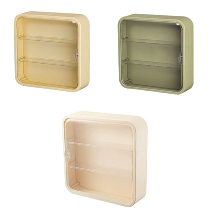 Wall Mounted Showcase Acrylic Figures Toys Display Case Dustproof Storage Box - Beige.