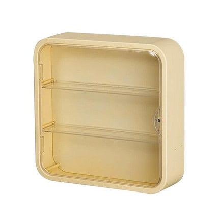 Wall Mounted Showcase Acrylic Figures Toys Display Case Dustproof Storage Box - Beige.