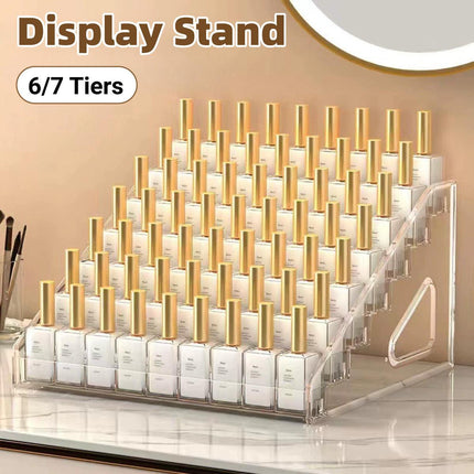 6/7 Layer Nail Polish Storage Box Multi Layer Clear Display Rack Organizer Stand - 6-Tier.