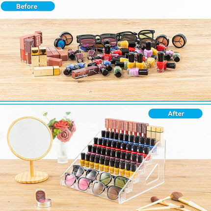 6/7 Layer Nail Polish Storage Box Multi Layer Clear Display Rack Organizer Stand - 6-Tier.