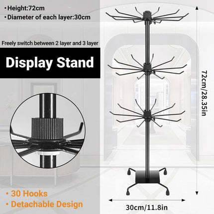 3-Tier Rotating Sock Rack Accessories Hanging Display Stand Organizer for Storage.