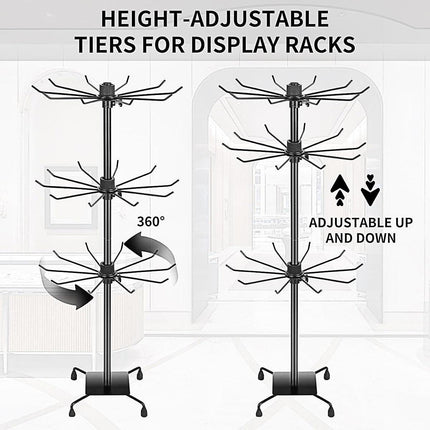 3-Tier Rotating Sock Rack Accessories Hanging Display Stand Organizer for Storage.