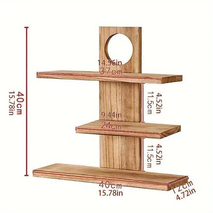 Wooden Desktop Tea Set Rack Display Stand Organizer Storage Shelf for Teaware - Brown.