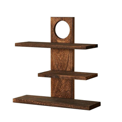 Wooden Desktop Tea Set Rack Display Stand Organizer Storage Shelf for Teaware - Brown.