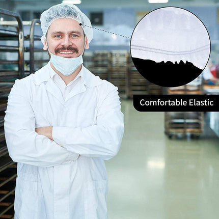 100pcs Disposable Non Woven Hairnet Caps for Food Service Kitchen Work Use.