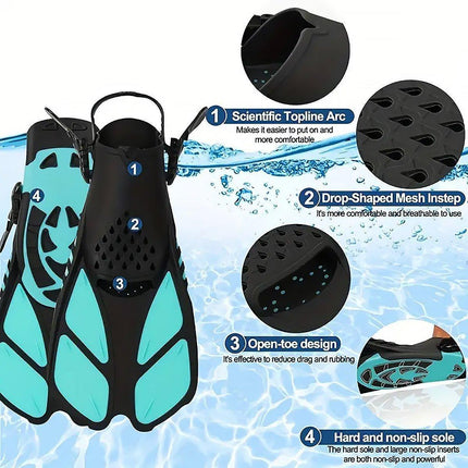 Adjustable Diving Flippers Swim Fins for Snorkeling Freestyle Training Gear - Purple-L/XL.