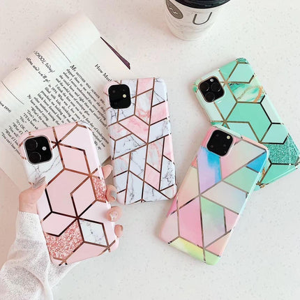 Rainbow Case for iPhone 14 13 12 11 Pro Max XR XS Marble Phone Shockproof Cover Silicone - For iphone  13.
