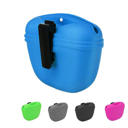 Dog Training Treat Bag Silicone Pet Pouch with Clip Waist Belt Snack Holder - Black.