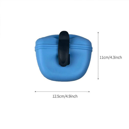 Dog Training Treat Bag Silicone Pet Pouch with Clip Waist Belt Snack Holder - Black.
