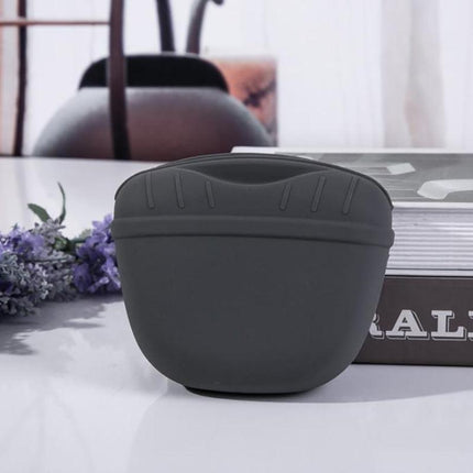 Dog Training Treat Bag Silicone Pet Pouch with Clip Waist Belt Snack Holder - Black.