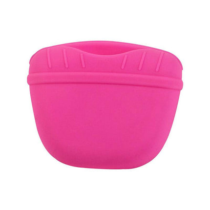 Dog Training Treat Bag Silicone Pet Pouch with Clip Waist Belt Snack Holder - Blue.