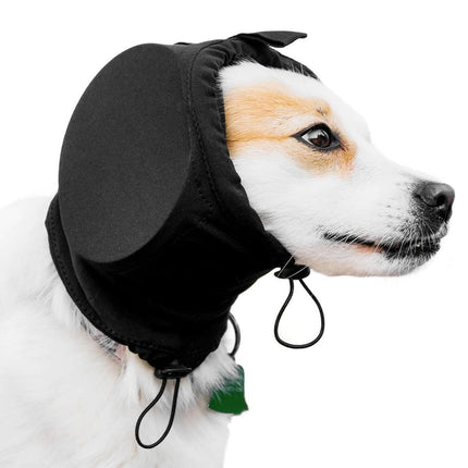 Black Adjustable Dog Ear Muffs Noise Reducing Pet Headwrap Protective Ear Cover - L.
