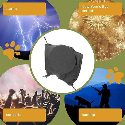 Black Adjustable Dog Ear Muffs Noise Reducing Pet Headwrap Protective Ear Cover - M.