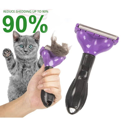 Pet Hair Removal Brush Deshedding Tool for Cats Dogs Grooming Comb Fur Remover - Yellow.