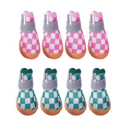 4pcs Breathable Mesh Dog Shoes Small Pets Puppy Paw Protection Summer Boots - Green-4.