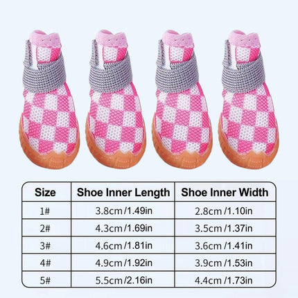 4pcs Breathable Mesh Dog Shoes Small Pets Puppy Paw Protection Summer Boots - Pink-3.