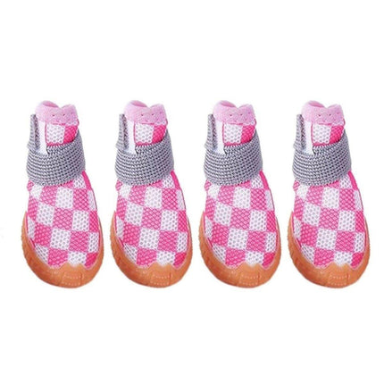 4pcs Breathable Mesh Dog Shoes Small Pets Puppy Paw Protection Summer Boots - Pink-3.