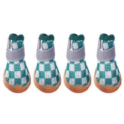 4pcs Breathable Mesh Dog Shoes Small Pets Puppy Paw Protection Summer Boots - Pink-3.