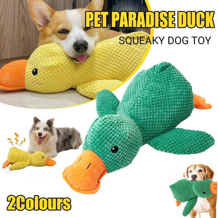 Plush Cartoon Duck Dog Toy Interactive Squeaky Pet Toy Durable Fun Chew Toy - Green.