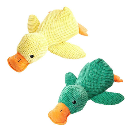 Plush Cartoon Duck Dog Toy Interactive Squeaky Pet Toy Durable Fun Chew Toy - Green.