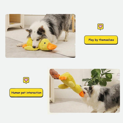 Plush Cartoon Duck Dog Toy Interactive Squeaky Pet Toy Durable Fun Chew Toy - Green.