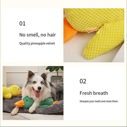 Plush Cartoon Duck Dog Toy Interactive Squeaky Pet Toy Durable Fun Chew Toy - Green.