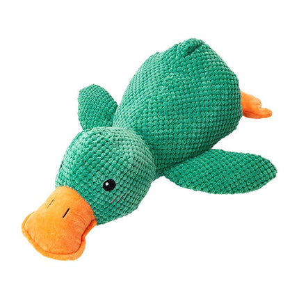 Plush Cartoon Duck Dog Toy Interactive Squeaky Pet Toy Durable Fun Chew Toy - Green.
