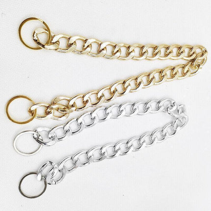Dog Chain Collar Heavy Duty Choker Double Pet Slip Check Twist Link Chrome Chain Silver - 35CM.