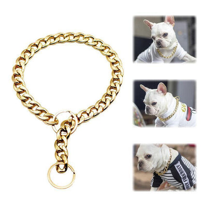 Dog Chain Collar Heavy Duty Choker Double Pet Slip Check Twist Link Chrome Chain Silver - 35CM.
