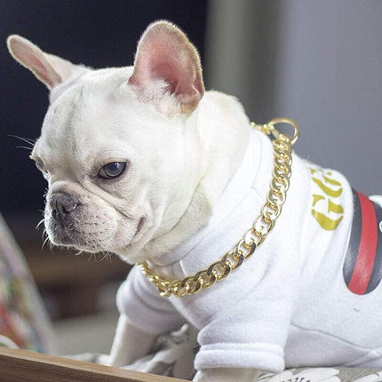Dog Chain Collar Heavy Duty Choker Double Pet Slip Check Twist Link Chrome Chain Silver - 35CM.