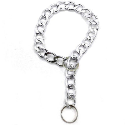 Dog Chain Collar Heavy Duty Choker Double Pet Slip Check Twist Link Chrome Chain Silver - 35CM.