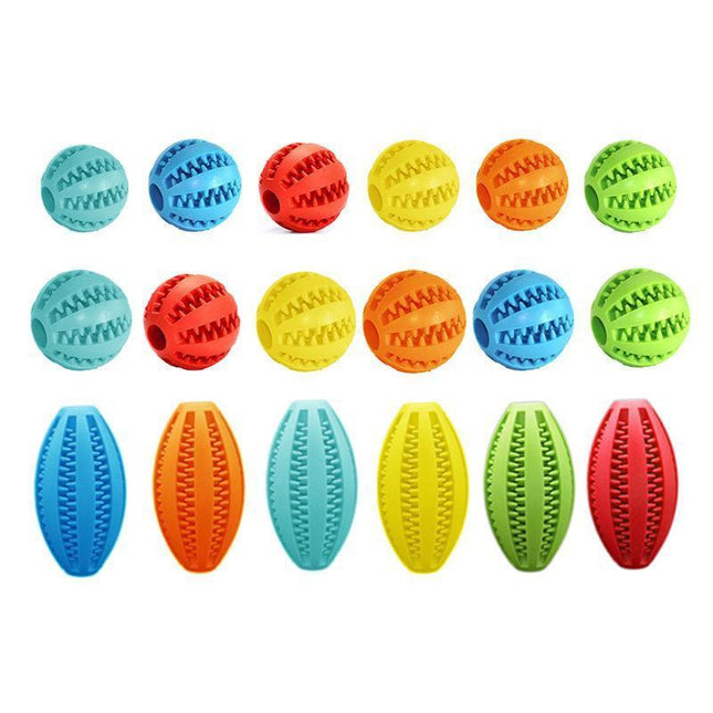 Dog Chew Toy Rubber Ball Treat Dispenser Dental Cleaning Training Play Ball - Dark Blue Rugby (11.5CM).