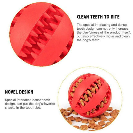 Dog Chew Toy Rubber Ball Treat Dispenser Dental Cleaning Training Play Ball - Dark Blue Spherical (Small).