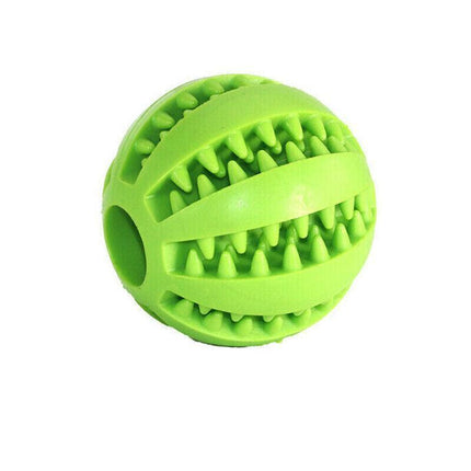 Dog Chew Toy Rubber Ball Treat Dispenser Dental Cleaning Training Play Ball - Green Rugby (11.5CM).