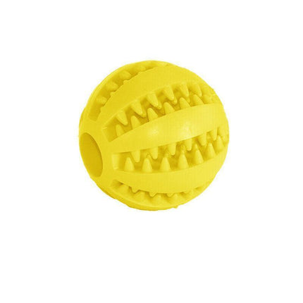 Dog Chew Toy Rubber Ball Treat Dispenser Dental Cleaning Training Play Ball - Green Spherical (Small).