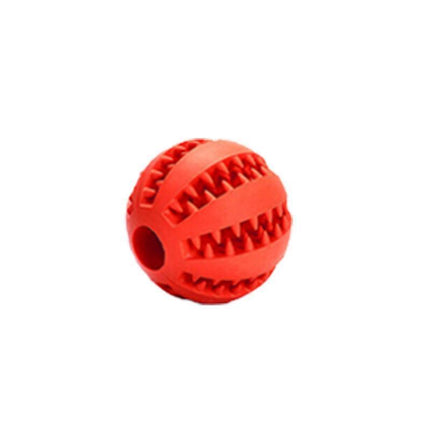 Dog Chew Toy Rubber Ball Treat Dispenser Dental Cleaning Training Play Ball - Red Spherical (Small).