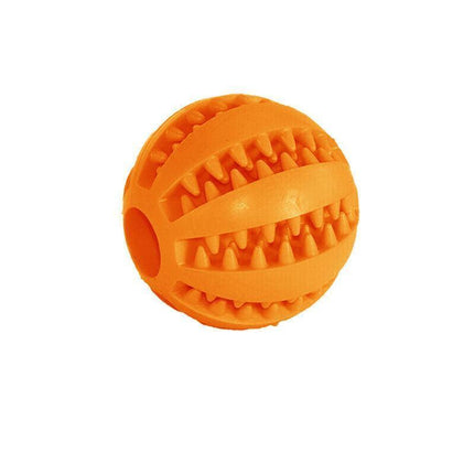 Dog Chew Toy Rubber Ball Treat Dispenser Dental Cleaning Training Play Ball - Red Spherical (Small).