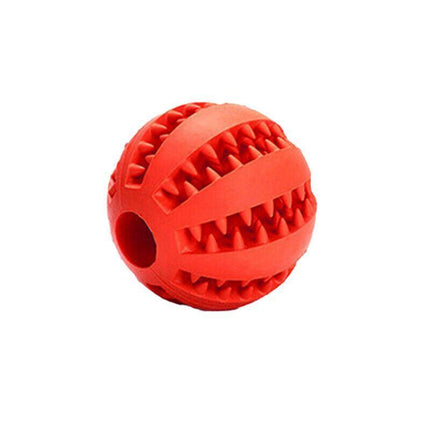 Dog Chew Toy Rubber Ball Treat Dispenser Dental Cleaning Training Play Ball - Red Spherical (Small).