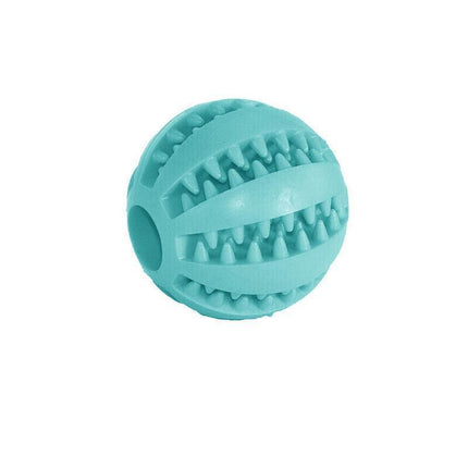 Dog Chew Toy Rubber Ball Treat Dispenser Dental Cleaning Training Play Ball - Light Blue Spherical (Small).