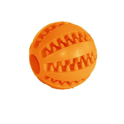 Dog Chew Toy Rubber Ball Treat Dispenser Dental Cleaning Training Play Ball - Yellow Rugby (11.5CM).