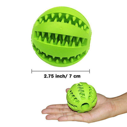 Dog Chew Toy Rubber Ball Treat Dispenser Dental Cleaning Training Play Ball - Yellow Spherical (Large).