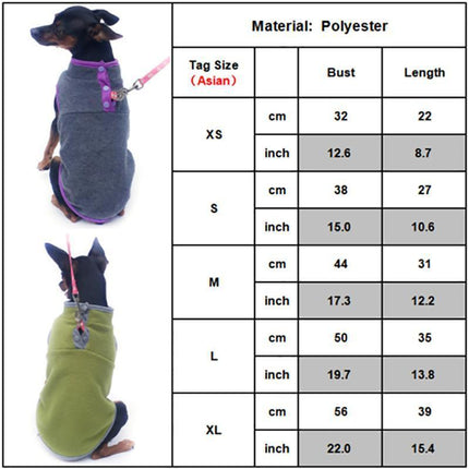 XL Pet Dog Puppy Winter Warm Fleece Jumper Vest Coat Jacket Apparel Clothes - Grey.