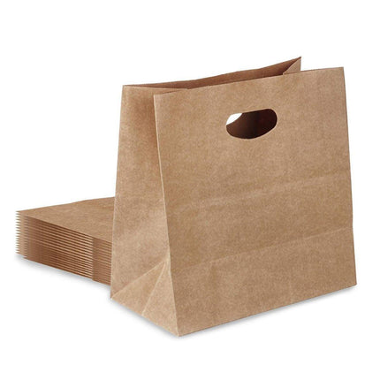 50PCS Scooped Kraft Paper Tote Bags Gift Bags for Party Wedding Packaging.