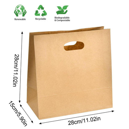 50PCS Scooped Kraft Paper Tote Bags Gift Bags for Party Wedding Packaging.