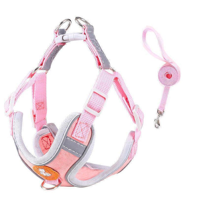 Dog Harness Cat Lead Puppy Leash Vest Mesh Breathe Adjustable Braces Small Pet Pink - XXS.