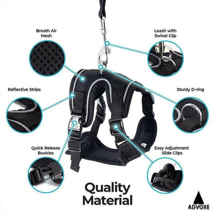 Adjustable Pet Harness and Leash Set for Cat Dog Escape Proof Reflective Vest - S.