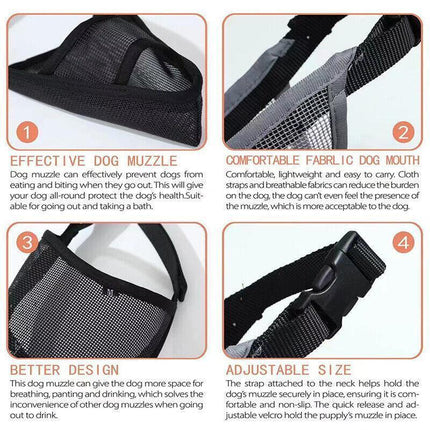 Adjustable XXS Size Pet Dog Mask Mouth Muzzle Anti Barking Bite Stop Chewing Mask - Black.