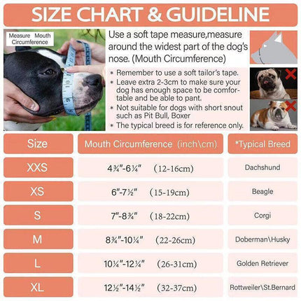 Adjustable XL Size Pet Dog Mask Mouth Muzzle Anti Barking Bite Stop Chewing Mask - Grey.
