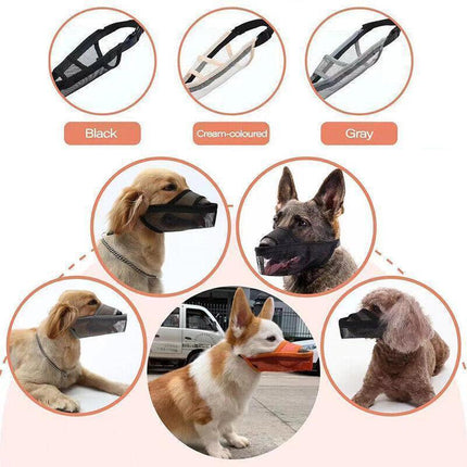 Adjustable XS Size Pet Dog Mask Mouth Muzzle Anti Barking Bite Stop Chewing Mask - Grey.