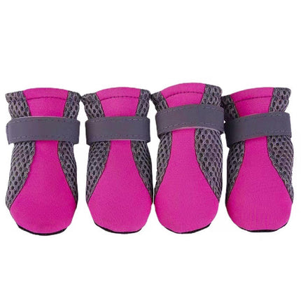 4Pcs XL Size Anti Slip Waterproof Protective Dog Shoes Rain Boots Pet Socks Booties - Red.
